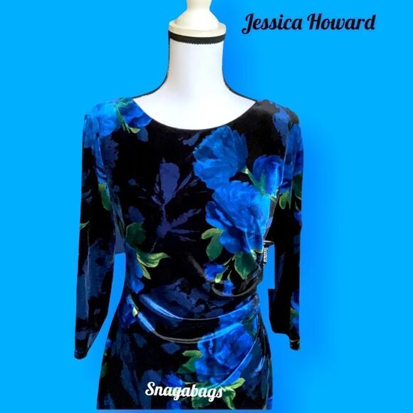 JESSICA HOWARD NWT MISSY SHEATH VELOUR DRESS SIZE 10 - Picture 2 of 10